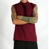 Blanca Fashion Casual Men Lace Up Bandage All-match Stand-up Collar Vest Loose Sleeveless Top