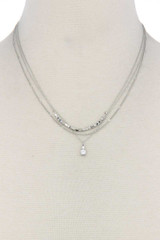 Multi Layered Rhinestone Charm Short Metal Necklace Multi Layered Rhinestone Charm Short Metal Necklace