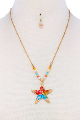 Chic Fashion Star Pendant Necklace And Earring Set Chic Fashion Star Pendant Necklace And Earring Set
