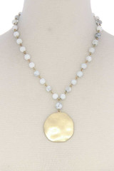 Metal Circle Beaded Short Necklace