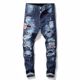 Jeans Men European Dsq Brand Black Men Italy Jeans Men Slim Jeans Pants Mens Denim Trousers Zipper Blue Hole Pencil Pants
