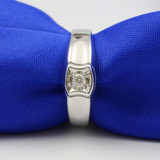 LASAMERO Ring for Men,0.08CT Round Cut Center Natural Diamond Ring 18k White Solid Gold Engagement Ring,Wedding Ring