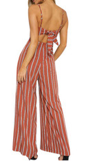 Striped Backless Jumpsuit