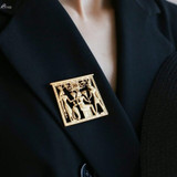 Vintage Gold Color Metal Brooch Geometric Egypt Portrait Brooches for Women Pins Retro Accessories Fashion Jewelry