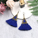 Europe And The United States Selling Personalized New Fabric Wool Geometric Triangle Tassel Earrings Long Earrings