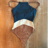 Patchwork One Piece Swimsuit Swimwear High Neck Bodysuit Bathing Suit Women Piece Swimwear Beach Wear Monokini