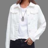 Jeans Jacket and Coats for Women Autumn Candy Colour Casual Short Denim Jacket