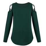 Round Neck Strapless Shoulder Cross Long Sleeve T-Shirt