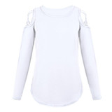 Round Neck Strapless Shoulder Cross Long Sleeve T-Shirt