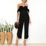 Maternity Strapless Ruffled Collar Jumpsuits