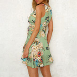 Maternity Sexy V-Neck Sleeveless Ruffle Printed Dress Maternity Sexy V-Neck Sleeveless Ruffle Printed Dress