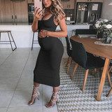 Maternity Sling Strap Solid Color Casual Dress