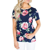 Round Collar T-Shirt In Floral Print