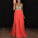 Maternity Sequin V-Neck Sleeveless Maxi Dress