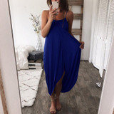 Maternity Plain Spaghetti Strap Asymmetric Dress