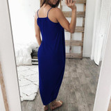 Maternity Plain Spaghetti Strap Asymmetric Dress