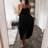 Maternity Plain Spaghetti Strap Asymmetric Dress