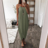 Maternity Plain Spaghetti Strap Asymmetric Dress
