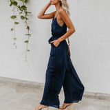 Maternity Plain Sling Strap Loose Jumpsuit
