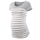 Maternity O-Neck Stripe Patchwork Short Sleeve T-Shirt