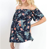 Maternity Off Shoulder Floral Tee Tops