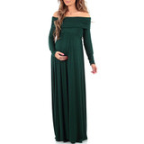Maternity Off Shoulder Long Sleeve Full Length Dress