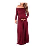 Maternity Off Shoulder Long Sleeve Full Length Dress