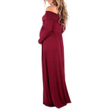 Maternity Off Shoulder Long Sleeve Full Length Dress