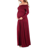 Maternity Off Shoulder Long Sleeve Full Length Dress