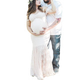 Maternity Lace Off Shoulder Photo Props Gown Maternity Lace Off Shoulder Photo Props Gown