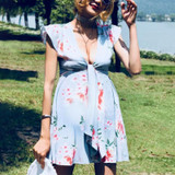 Maternity Deep V-Neck Printing Casual Dress