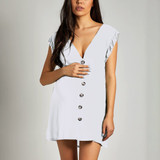 Maternity Deep V-Neck Petal Sleeve Shift Dresses