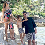 Parent-child striped high-waist bikini