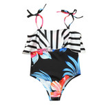 Parent-child striped high-waist bikini