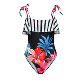 Parent-child striped high-waist bikini