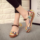 Vintage ethnic embroidery sandals