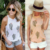 Cactus Print Strap Tank Tee