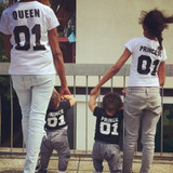 Print King Queen07 Parent-Child Cotton Short Sleeved T-shirt