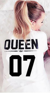 Print King Queen07 Parent-Child Cotton Short Sleeved T-shirt