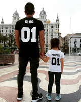 Print King Queen07 Parent-Child Cotton Short Sleeved T-shirt