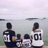 Print King Queen07 Parent-Child Cotton Short Sleeved T-shirt