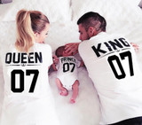 Print King Queen07 Parent-Child Cotton Short Sleeved T-shirt