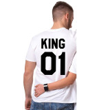 Print King Queen07 Parent-Child Cotton Short Sleeved T-shirt