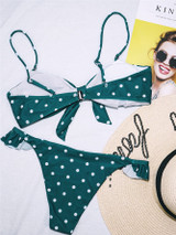 Dot Knotted 2pcs Bikini Swimsuit