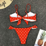 Dot Knotted 2pcs Bikini Swimsuit