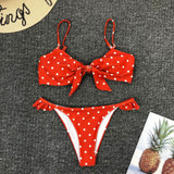 Dot Knotted 2pcs Bikini Swimsuit
