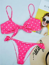 Dot Knotted 2pcs Bikini Swimsuit