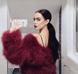 Classy Womens Furry Genuine Ostrich Feather Fur Coats Online