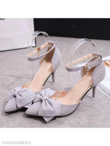 Plain Stiletto High Heeled Velvet Ankle Strap Point Toe Date Office Pumps