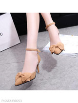 Plain Stiletto High Heeled Velvet Ankle Strap Point Toe Date Office Pumps